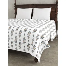 JAIPUR FABRIC Grey & White Floral Mild Winter Dohar-picture-19