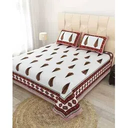 jaipur fabric Leaf Print Double Bedsheet with Pillow Covers-picture-47