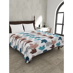 JAIPUR FABRIC Maple Leaf White & Blue Floral Mild Winter 120 GSM Cotton Double Bed Blanket-picture-14