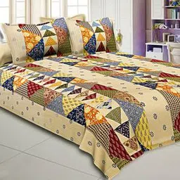 jaipur fabric Multicolor Abstract 150 TC Cotton Double Size Bedsheet-picture-20