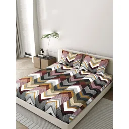 JAIPUR FABRIC Multicoloured Geometric 300 TC King Bedsheet with 2 Pillow Covers-image-15