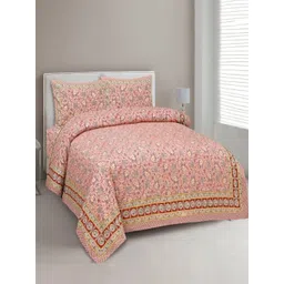 JAIPUR FABRIC Pink Floral 180 TC King Bedsheet with 2 Pillow Covers-picture-40