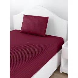 JAIPUR FABRIC Pink Striped 150 TC Single Bedsheet with 1 Pillow Cover-image-23