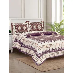 JAIPUR FABRIC White & Black Ethnic Printed 280 TC Cotton King Bedsheet Set 2.54 m x 2.74 m-picture-18