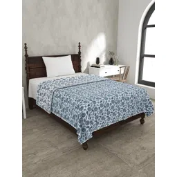 JAIPUR FABRIC White & Blue Floral Mild Winter 120 GSM Single Bed Dohar-picture-24