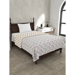 JAIPUR FABRIC White & Blue Floral Mild Winter 120 GSM Single Bed Dohar-picture-25