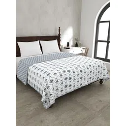 JAIPUR FABRIC White & Grey Geometric Cotton 150 GSM Reversible  Double Bed Dohar-picture-33