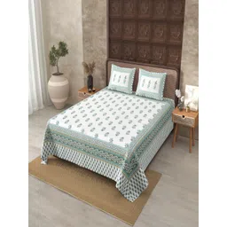 JAIPUR FABRIC White Floral 180 TC King Bedsheet with 2 Pillow Covers-picture-39