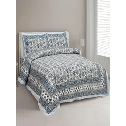 JAIPUR FABRIC White Floral 180 TC King Bedsheet with 2 Pillow Covers-picture-32