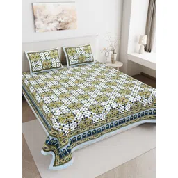 JAIPUR FABRIC White Floral 180 TC King Bedsheet with 2 Pillow Covers-picture-20