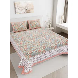 JAIPUR FABRIC White Floral 180 TC King Bedsheet with 2 Pillow Covers-picture-26