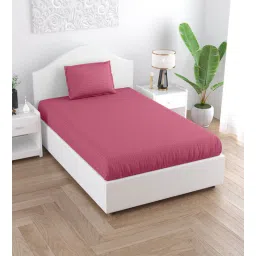 Pink Solid 150 TC Cotton Single Bed Sized Bedsheet With 1 Pillow Cover-image-43