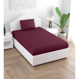 Purple Solid 150 TC Cotton Single Bed Sized Bedsheet With 1 Pillow Cover by Jaipur Fabric-image-1
