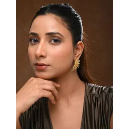 Jaipur Folk Leaf Shaped Studs Earrings-picture-20