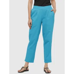 Jaipur Kurti Aqua Blue Cotton Pants image 1
