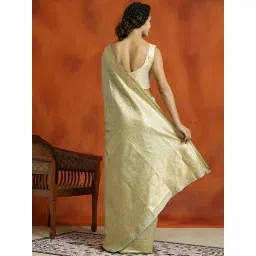 Jaipur Kurti Beige Woven Saree With Unstitched Blouse image 2