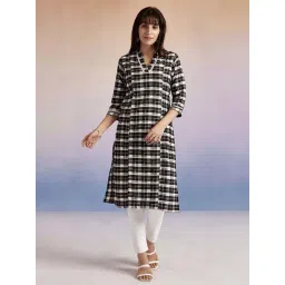 Jaipur Kurti Black Chequered Straight Kurta-picture-13