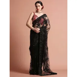 Jaipur Kurti Black Embroidered Saree With Unstitched Blouse-picture-41