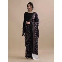Jaipur Kurti Black Mulmul Cotton Regular Fit Print Saree-picture-28
