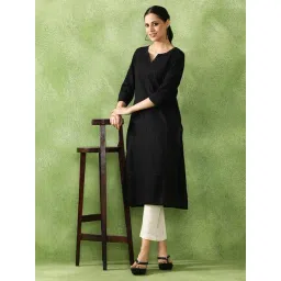 Jaipur Kurti Black Pure Cotton Embroidered Kurti-picture-29
