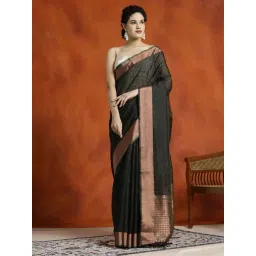 Jaipur Kurti Black Woven Saree With Unstitched Blouse-picture-33