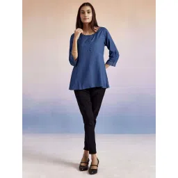Jaipur Kurti Blue Plain Top-picture-43