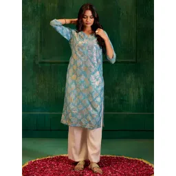 Jaipur Kurti Blue Printed Straight Kurta-picture-47