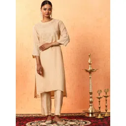 Jaipur Kurti Embroidered Round Neck Shirt With Trousers Co-Ords-picture-28