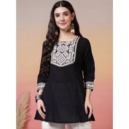 Jaipur Kurti Ethnic Motifs Embroidered Thread Work Pure Cotton Thread Work Kurtis-picture-31