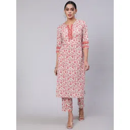 Jaipur Kurti Floral Printed Pure Cotton Kurta with Palazzos-picture-31