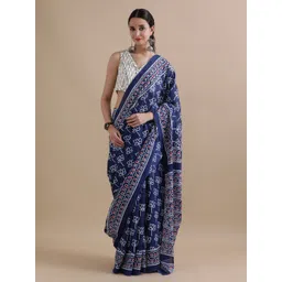 Jaipur Kurti Floral Printed Pure Cotton Saree-picture-14