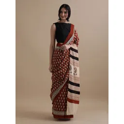 Jaipur Kurti Floral Printed Pure Cotton Saree-picture-34