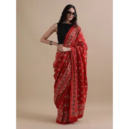 Jaipur Kurti Floral Printed Pure Cotton Saree-picture-36