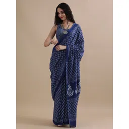 Jaipur Kurti Floral Printed Pure Cotton Saree-picture-16