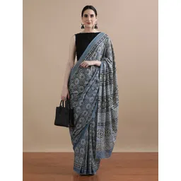 Jaipur Kurti Floral Printed Pure Cotton Saree-picture-31