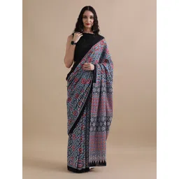 Jaipur Kurti Floral Printed Pure Cotton Saree-picture-29