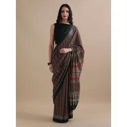Jaipur Kurti Geometric Printed Pure Cotton Saree-picture-36