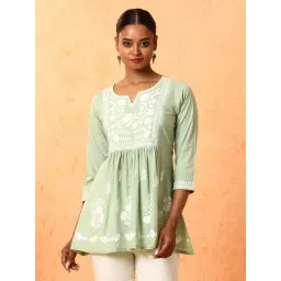 Jaipur Kurti Green Pure Cotton Embroidered Top-picture-13