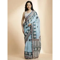 Jaipur Kurti Grey Printed Saree With Unstitched Blouse-picture-40