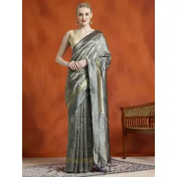 Jaipur Kurti Grey Woven Saree With Unstitched Blouse-picture-33