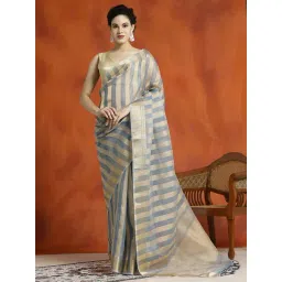 Jaipur Kurti Grey Woven Saree With Unstitched Blouse-picture-34