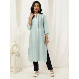 Jaipur Kurti Light Blue Embroidered Straight Kurta-picture-37