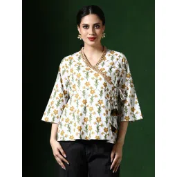 Jaipur Kurti Mustard Pure Cotton Printed Top-picture-35