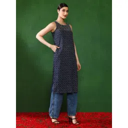 Jaipur Kurti Navy Blue Embroidered Kurta-picture-39
