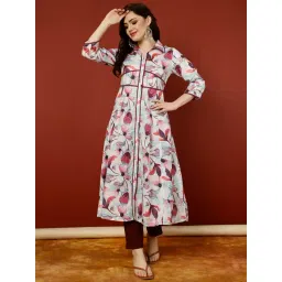 Jaipur Kurti Pink Floral Print A Line Kurta-picture-21