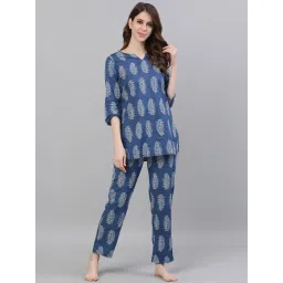 Jaipur Kurti Printed Loungewear - Blue-picture-16