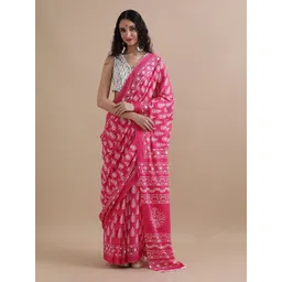 Jaipur Kurti Pure Cotton Ajrak Printed Saree-picture-27