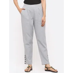 Jaipur Kurti Women Grey Regular Fit Solid Trousers-picture-20