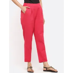 Jaipur Kurti Women Pink Regular Fit Solid Regular Trousers-picture-22