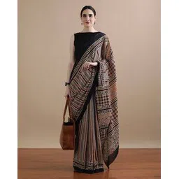 jaipur kurti Women Striped Pure Cotton Saree-picture-11